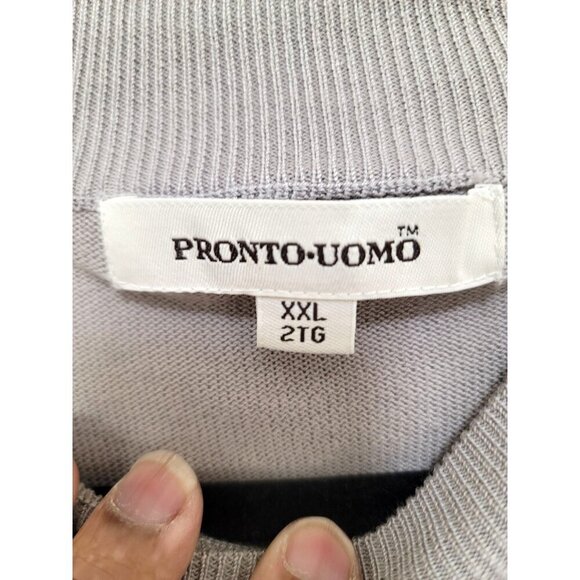 Pronto Uomo Gray Crewneck Sweater XXL Long Sleeve Men's Casual Knitwear - Picture 10 of 14